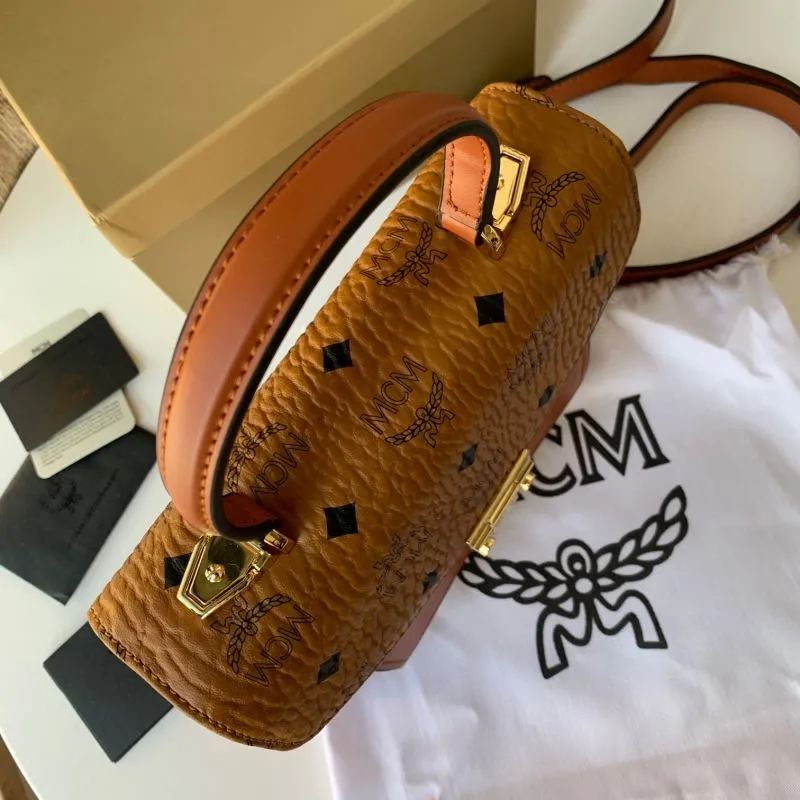 MCM Cognac Brown Satchel Handbag - Image 3