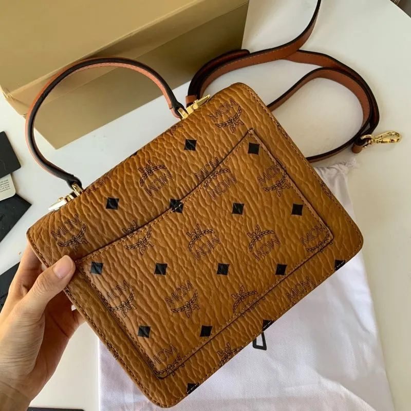 MCM Cognac Brown Satchel Handbag - Image 4