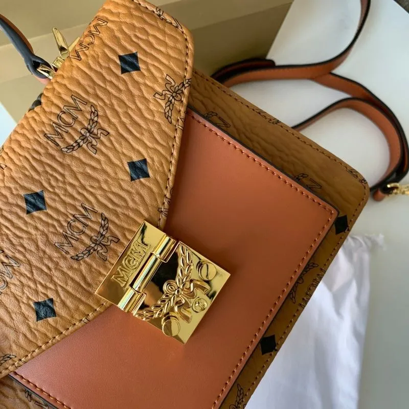 MCM Cognac Brown Satchel Handbag - Image 8