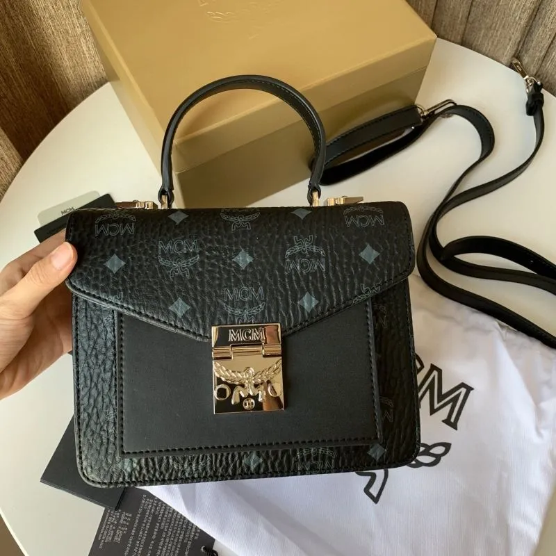 MCM Black Satchel Crossbody Bag