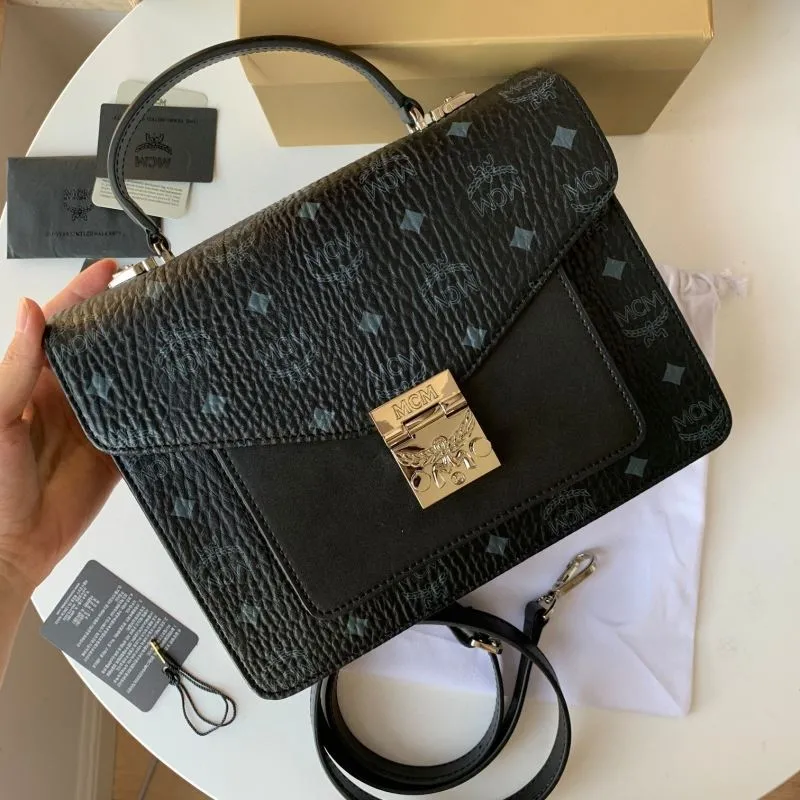 Alternative view of MCM Black Monogram Satchel Crossbody Bag