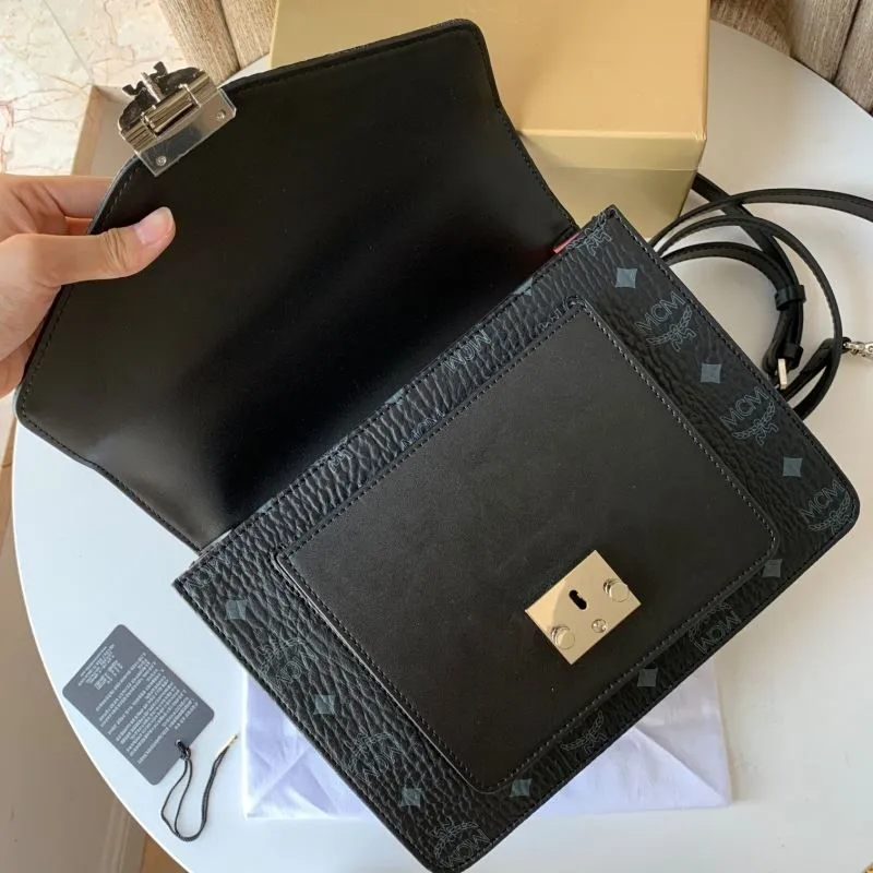 MCM Black Monogram Satchel Crossbody Bag - Image 7