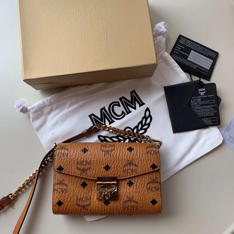 MCM Cognac Brown Mini Satchel Bag
