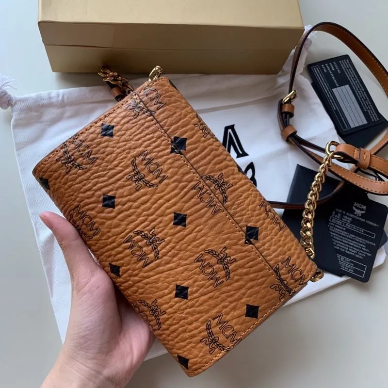 MCM Cognac Brown Mini Satchel Bag - Image 3