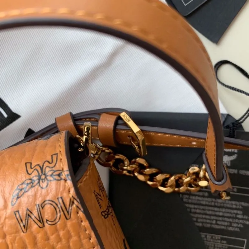 MCM Cognac Brown Mini Satchel Bag - Image 5