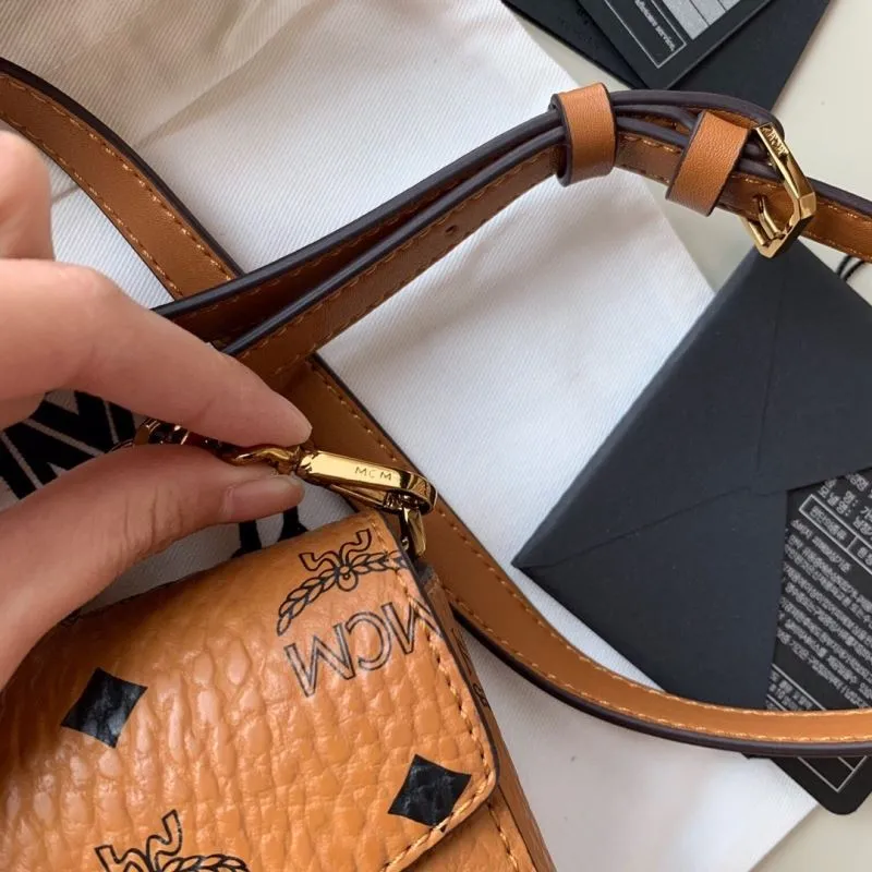 MCM Cognac Brown Mini Satchel Bag - Image 6