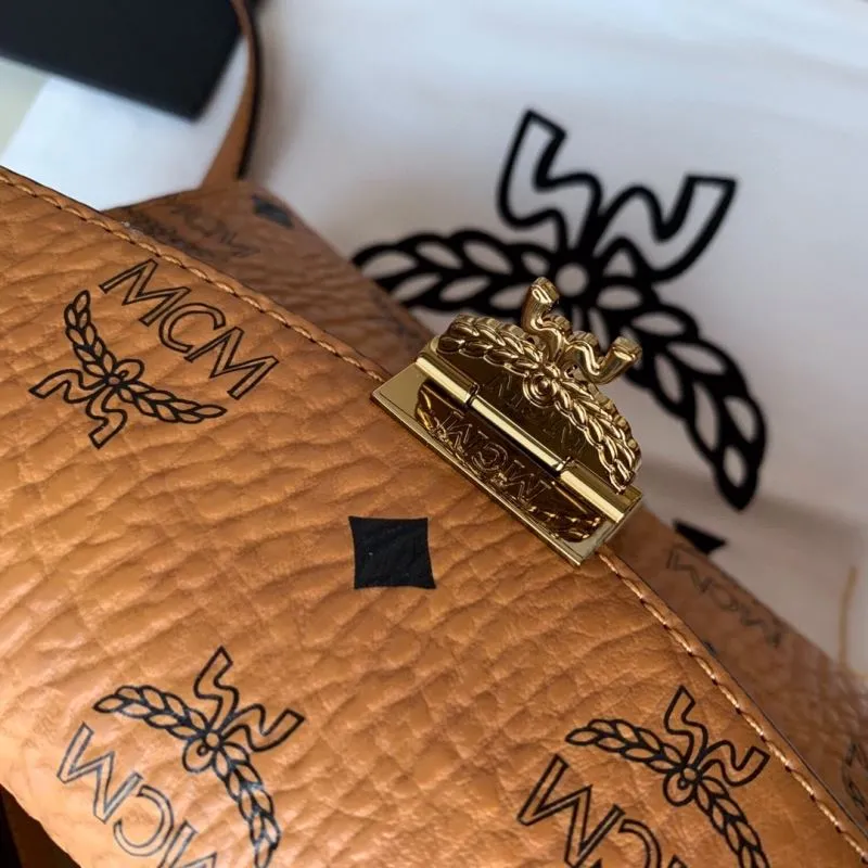 MCM Cognac Brown Mini Satchel Bag - Image 7