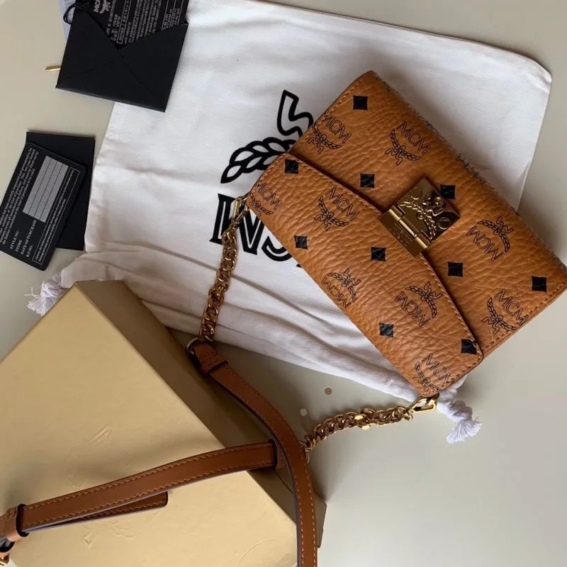 MCM Cognac Brown Mini Satchel Bag - Image 8