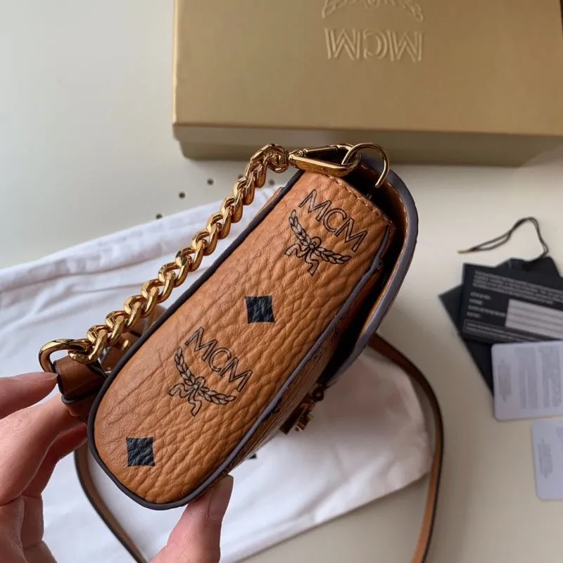 MCM Cognac Satchel Crossbody Bag - Image 3