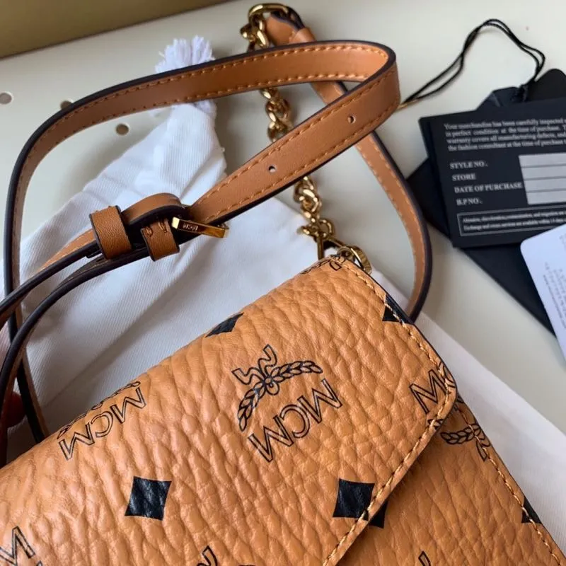 MCM Cognac Satchel Crossbody Bag - Image 4