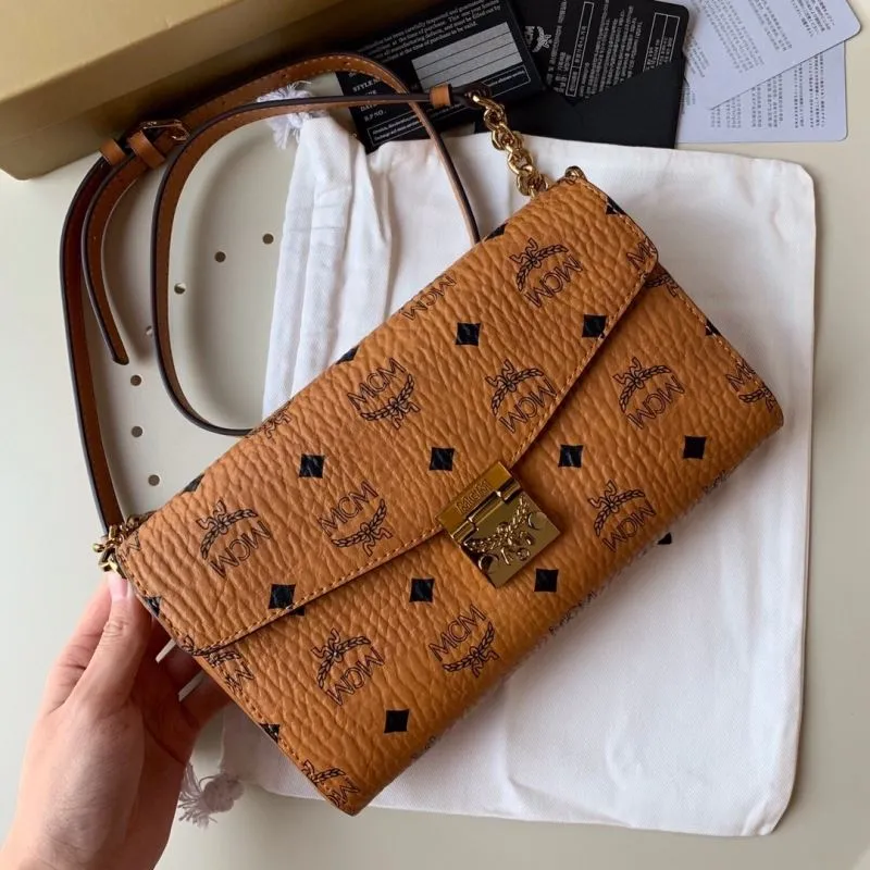 MCM Cognac Satchel Crossbody Bag - Image 8