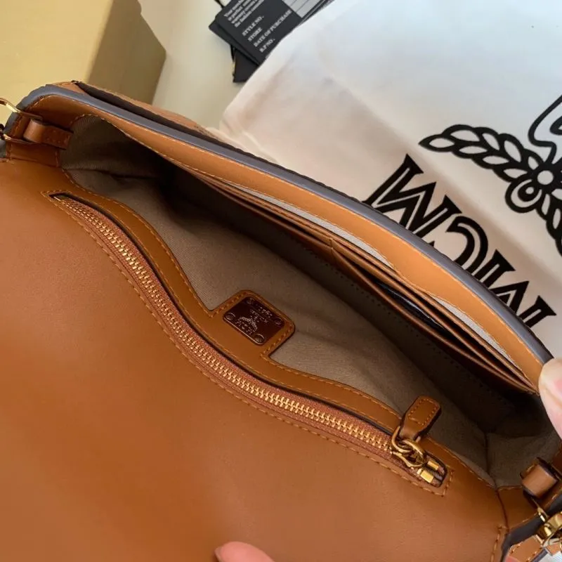 MCM Cognac Satchel Crossbody Bag - Image 9