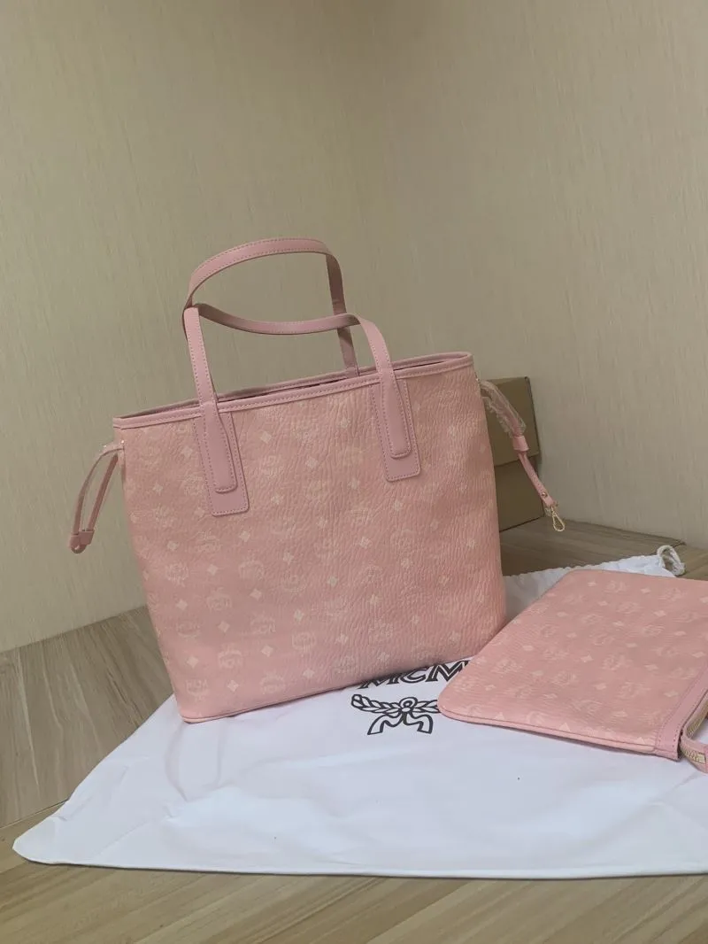 MCM Pink Tote Bag and Pouch Set - Image 4