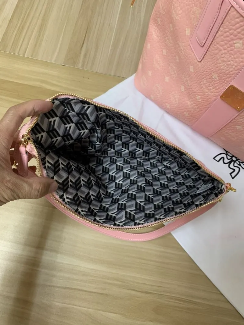 MCM Pink Tote Bag and Pouch Set - Image 9