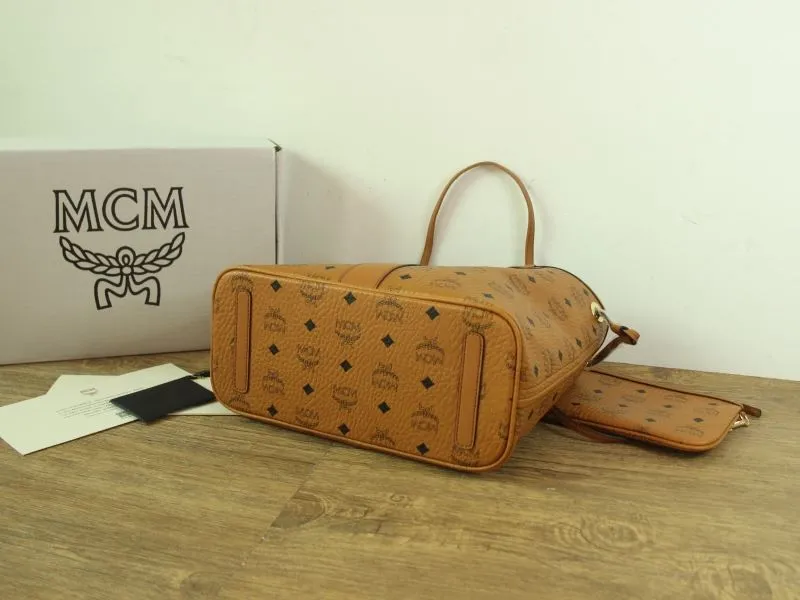 MCM Cognac Tote Bag with Small Pouch - Image 4