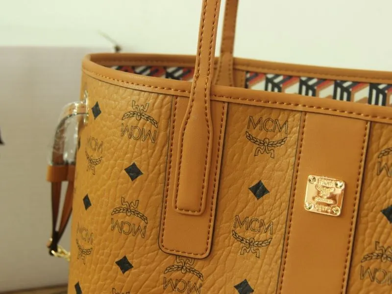 MCM Cognac Tote Bag with Small Pouch - Image 5