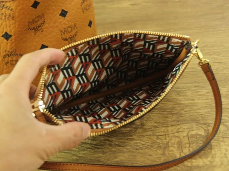 MCM Cognac Tote Bag with Small Pouch - Image 6