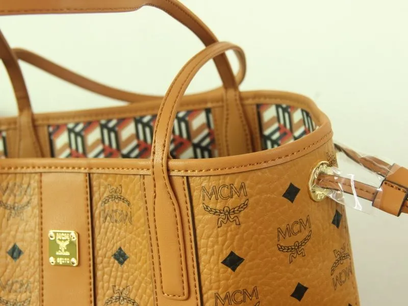 MCM Cognac Tote Bag with Small Pouch - Image 8