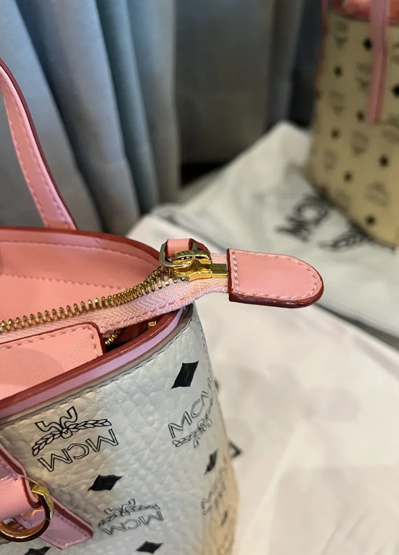 MCM Beige Pink Mini Tote Bag with Strap - Image 5