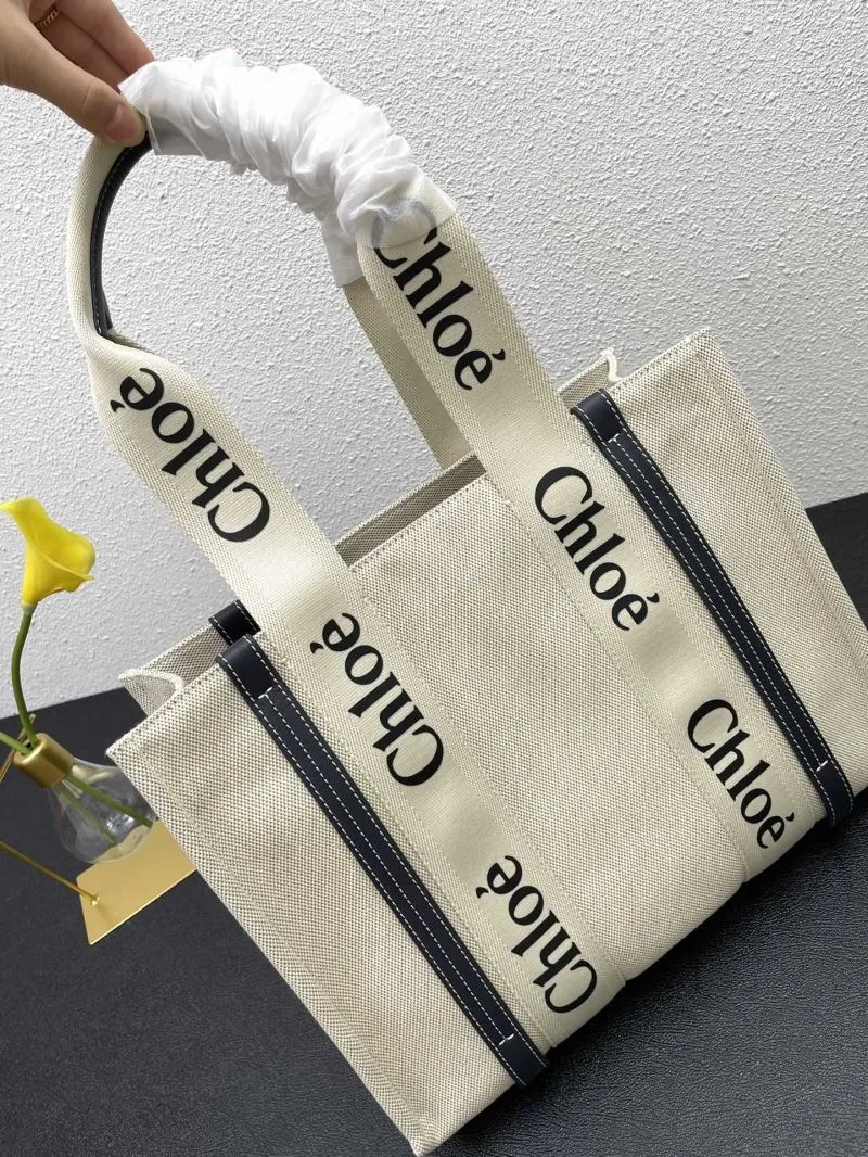 Chloe Beige Canvas Tote Bag Size 36 - Image 4