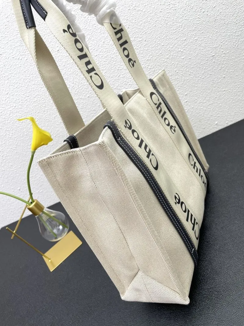 Chloe Beige Canvas Tote Bag Size 36 - Image 5