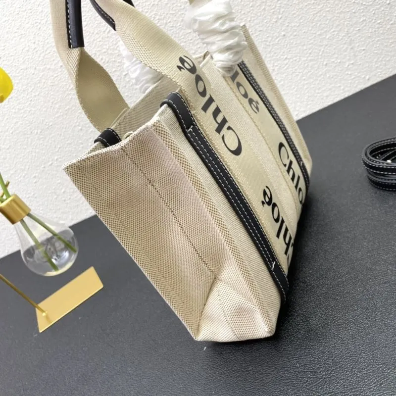 Chloe Small Beige Canvas Tote Bag 009 - Image 4