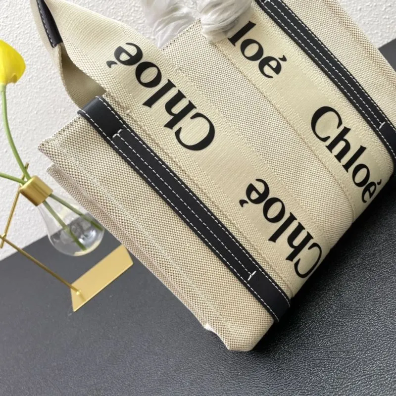 Chloe Small Beige Canvas Tote Bag 009 - Image 5