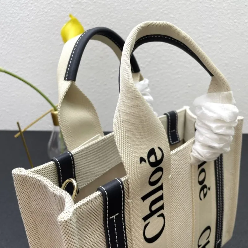 Chloe Small Beige Canvas Tote Bag 009 - Image 6