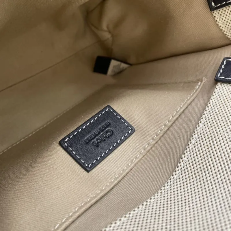 Chloe Small Beige Canvas Tote Bag 009 - Image 9