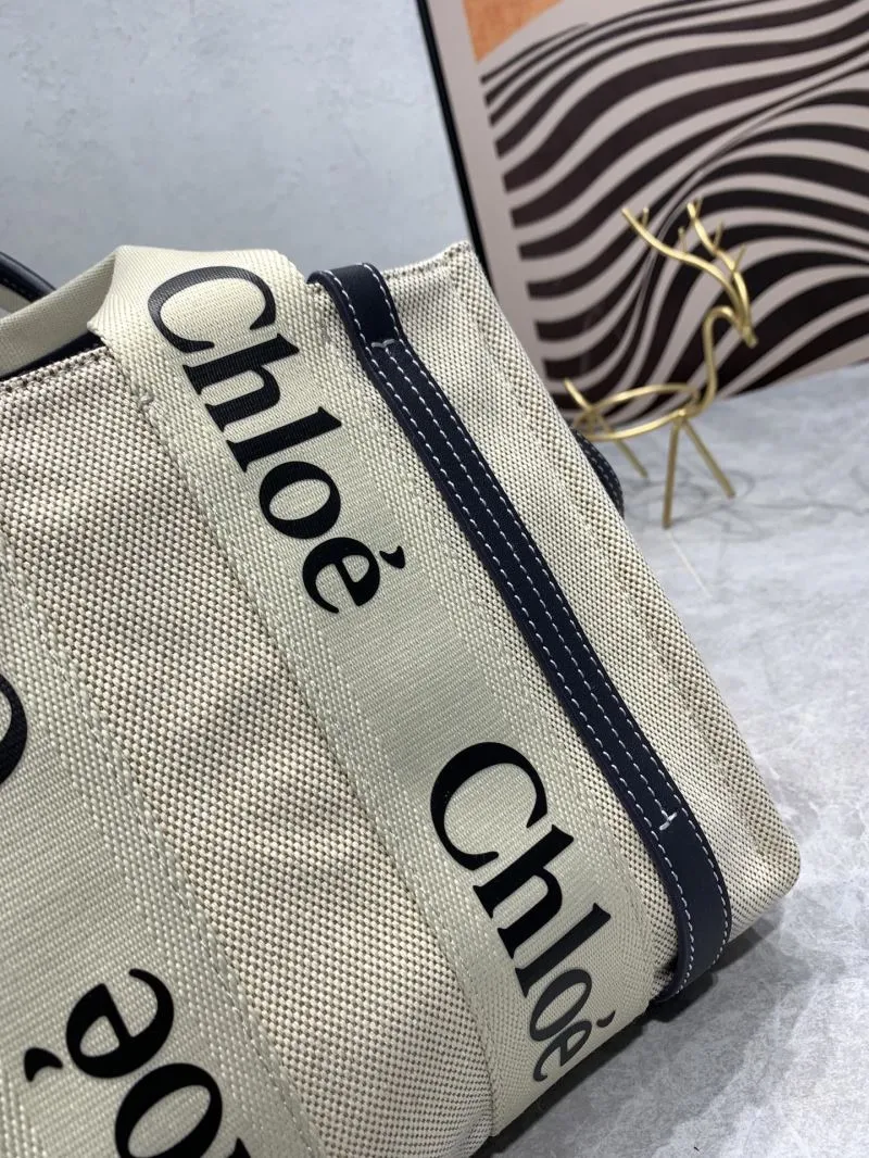 ChloƩ 009 Beige Canvas Crossbody Tote Bag - Image 4