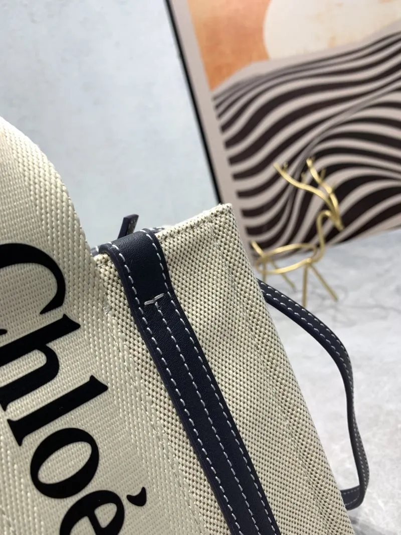 ChloƩ 009 Beige Canvas Crossbody Tote Bag - Image 5