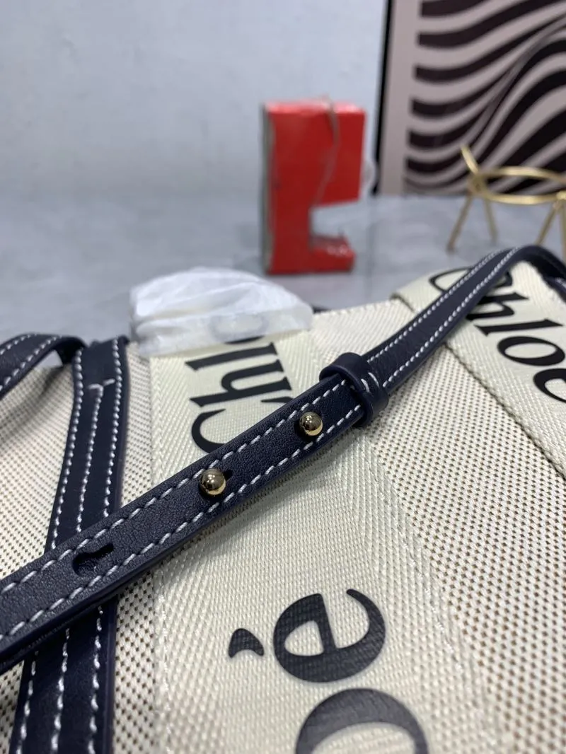 ChloƩ 009 Beige Canvas Crossbody Tote Bag - Image 6