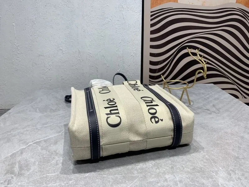 ChloƩ 009 Beige Canvas Crossbody Tote Bag - Image 7