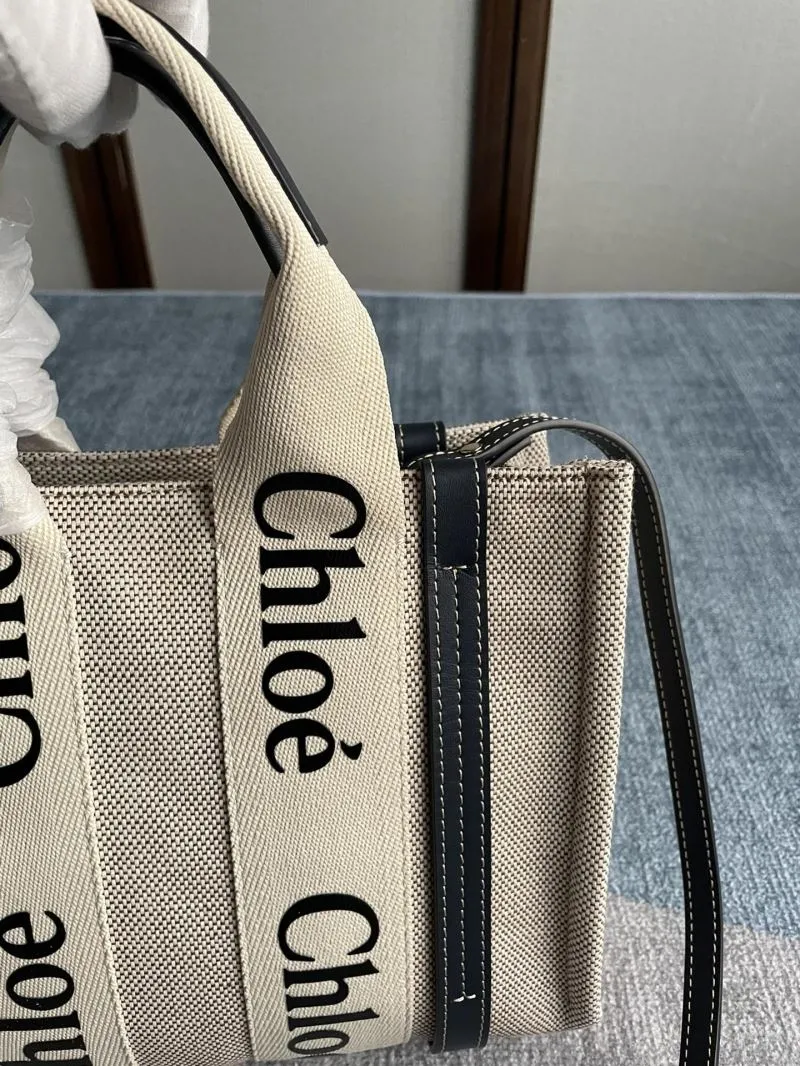 Chloe Beige Canvas Tote Bag - Image 3