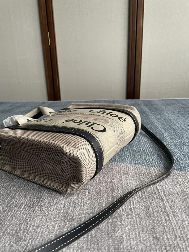 Chloe Beige Canvas Tote Bag - Image 4