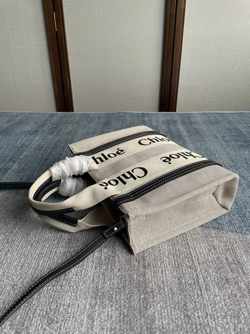 Chloe Beige Canvas Tote Bag - Image 5