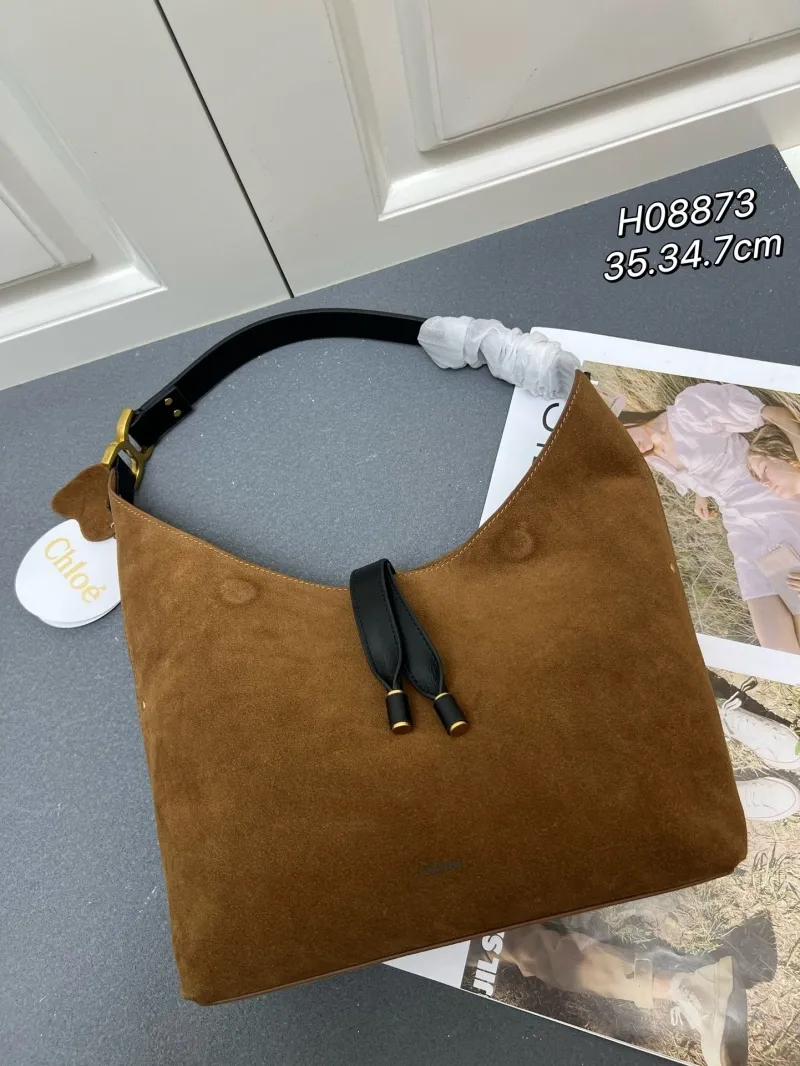 Chloe Brown Suede Hobo Bag H08873 - Image 4