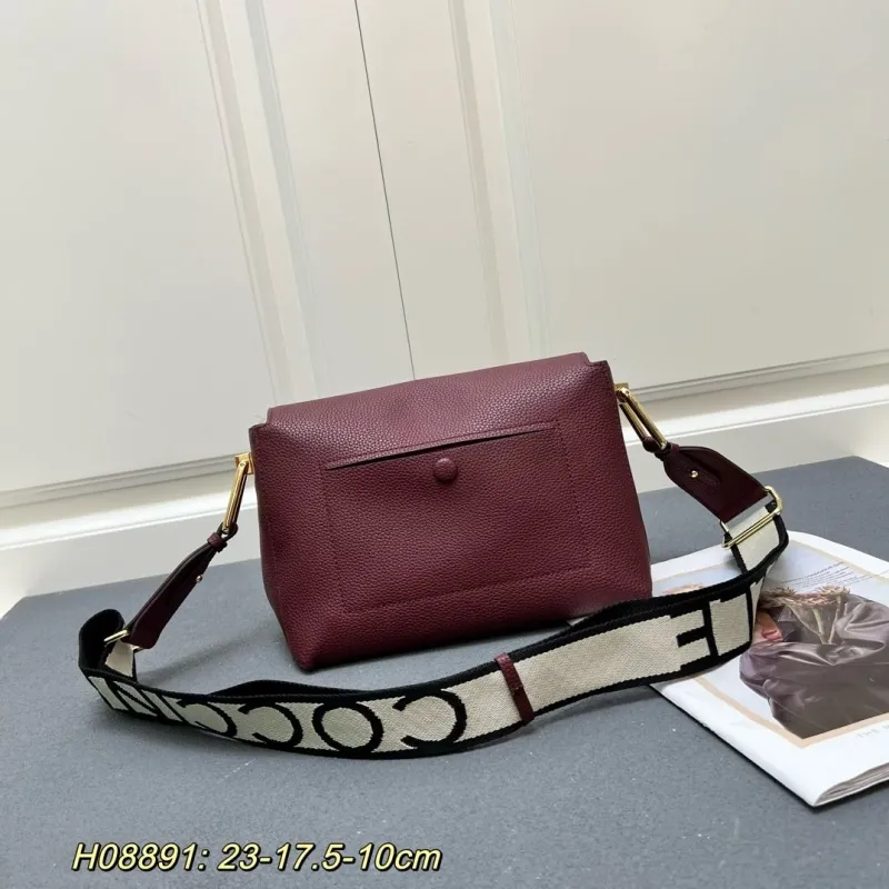 Coccinelle H08891 Maroon Leather Satchel Crossbody Bag - Image 3