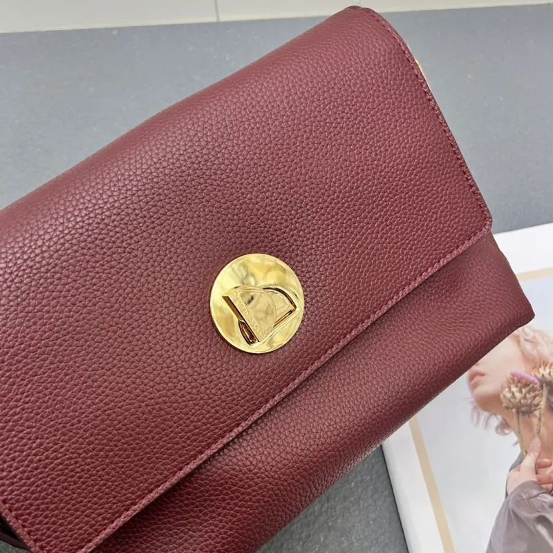 Coccinelle H08891 Maroon Leather Satchel Crossbody Bag - Image 5