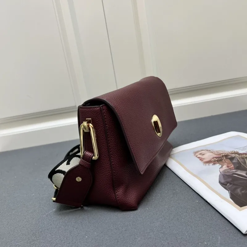 Coccinelle H08891 Maroon Leather Satchel Crossbody Bag - Image 6