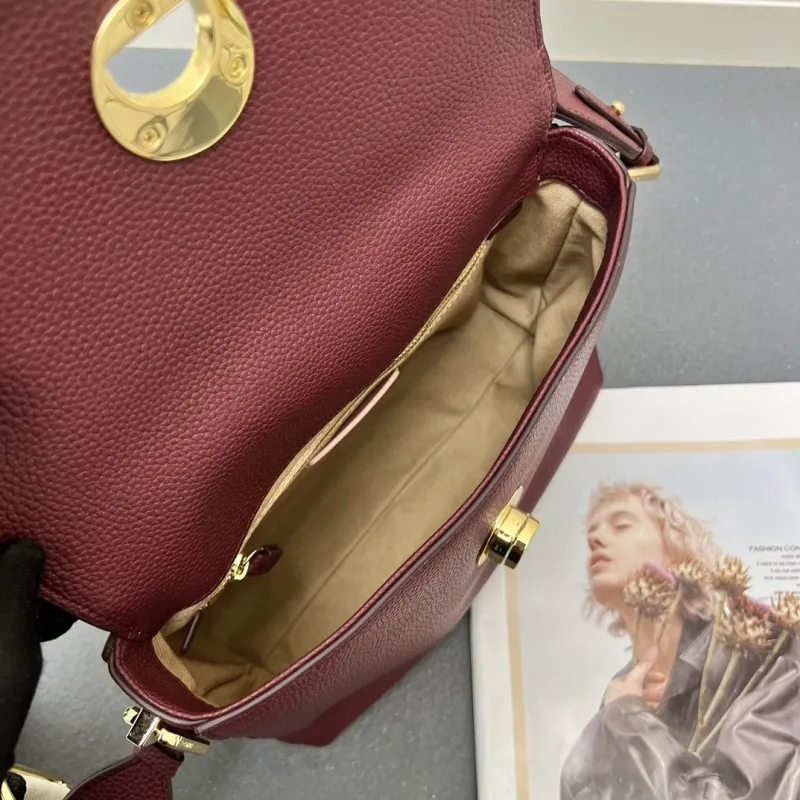 Coccinelle H08891 Maroon Leather Satchel Crossbody Bag - Image 10