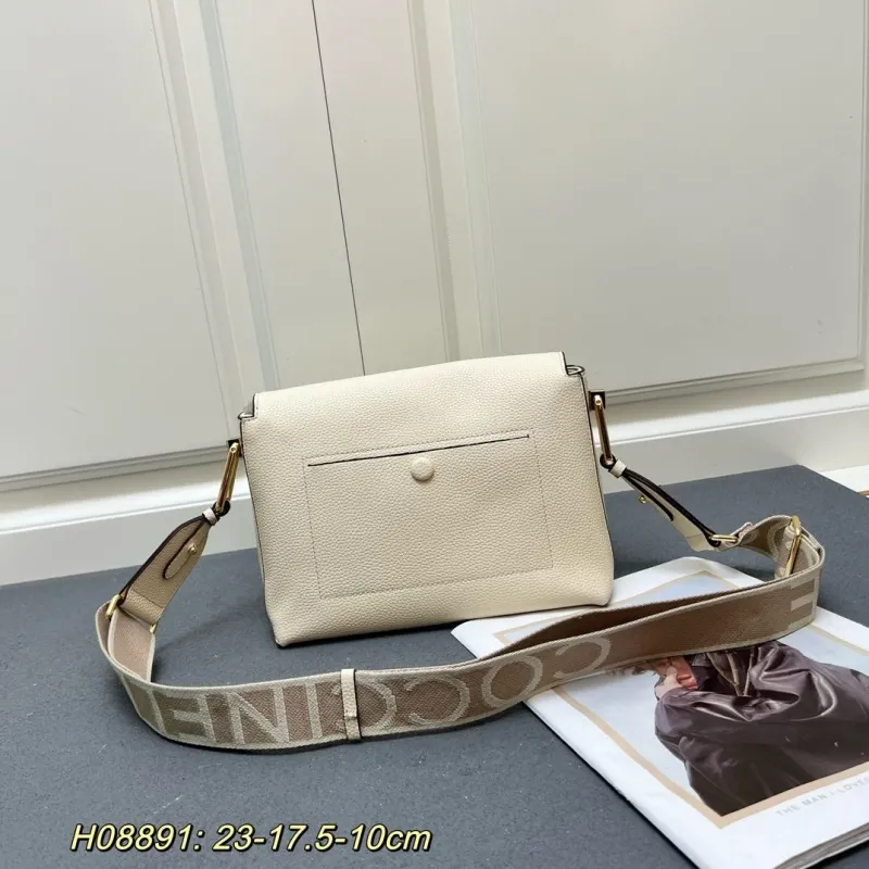COCCINELLE Cream Leather Crossbody Satchel Bag H08891 - Image 3