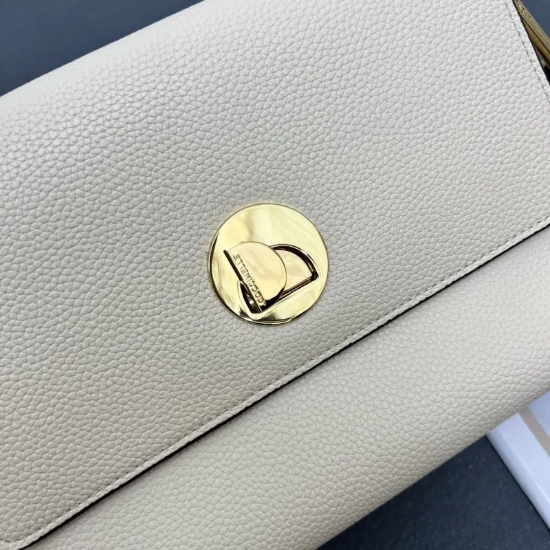 COCCINELLE Cream Leather Crossbody Satchel Bag H08891 - Image 5