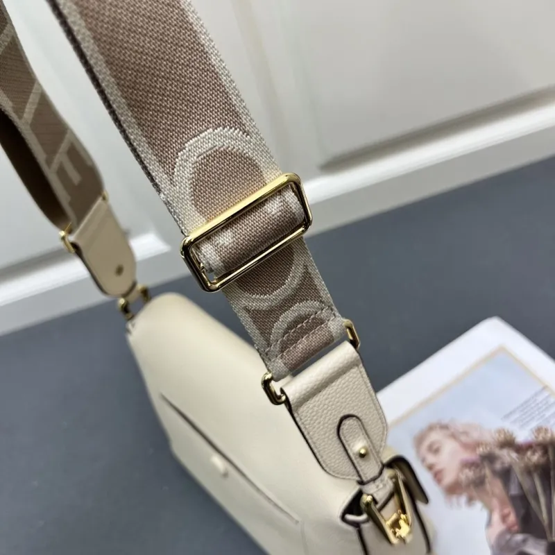 COCCINELLE Cream Leather Crossbody Satchel Bag H08891 - Image 8