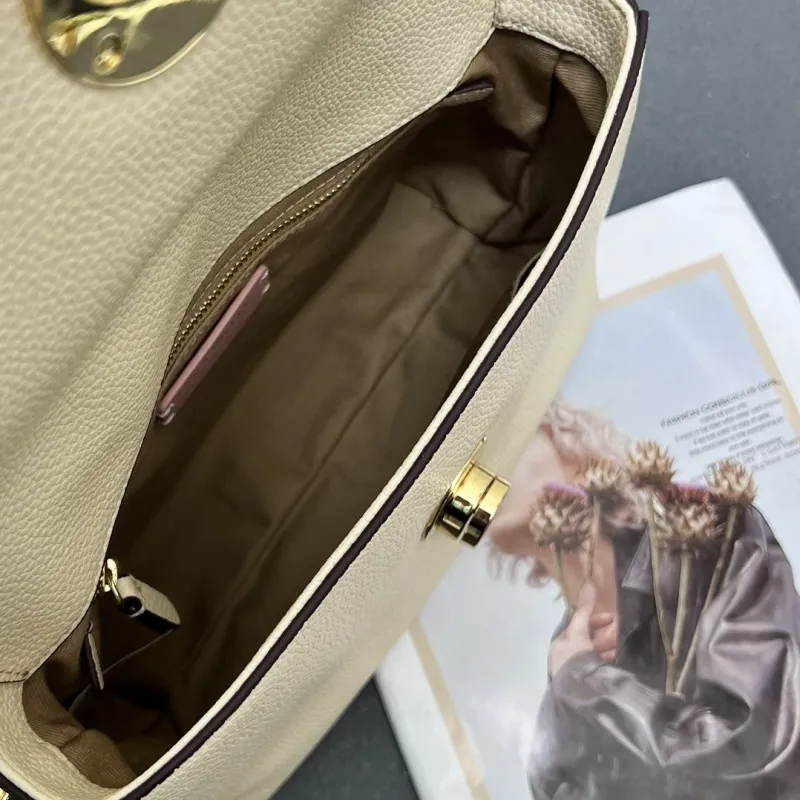 COCCINELLE Cream Leather Crossbody Satchel Bag H08891 - Image 10