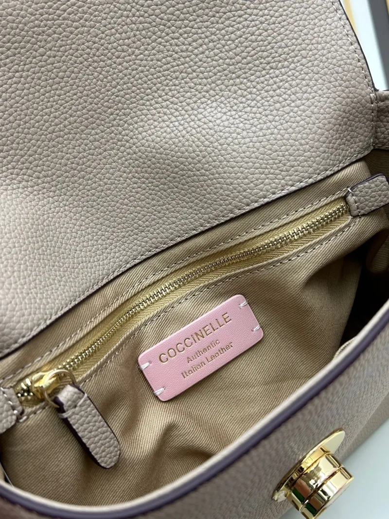Coccinelle Taupe Leather Satchel Crossbody Bag - Image 8