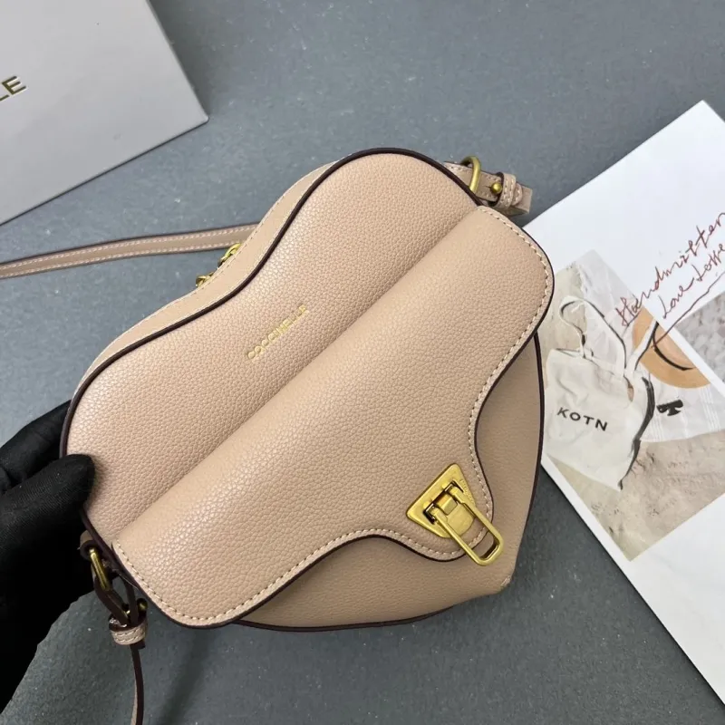 Coccinelle H08881 Beige Heart Crossbody Satchel Bag - Image 4