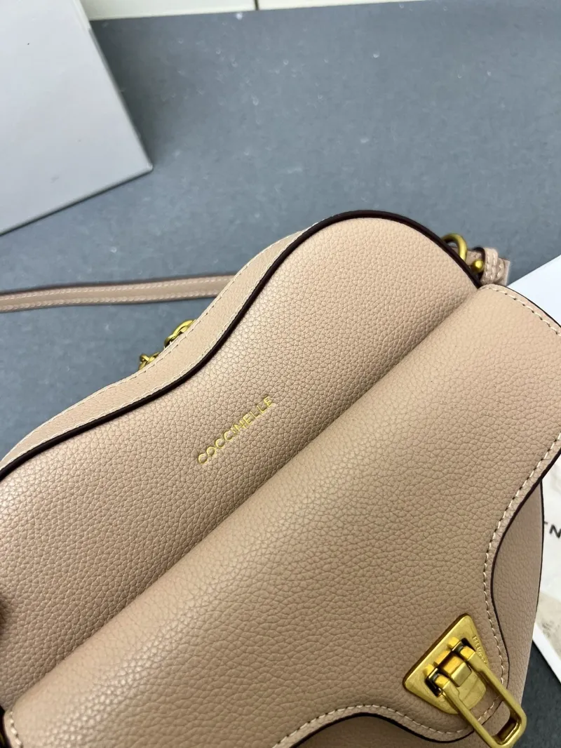 Coccinelle H08881 Beige Heart Crossbody Satchel Bag - Image 6