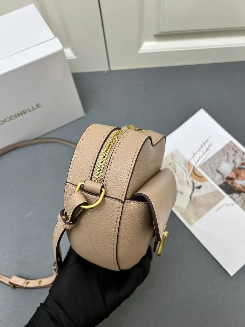 Coccinelle H08881 Beige Heart Crossbody Satchel Bag - Image 7