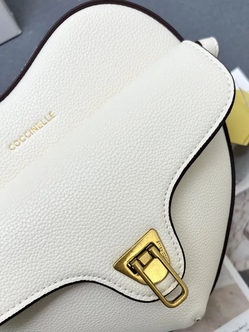 COCCINELLE H08881 White Heart Leather Crossbody Satchel Bag - Image 6